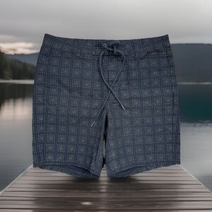 LL Bean Mens Board Shorts 33 Blue Micro Dot Snap Not Lined Outdoor Pockets NWOT